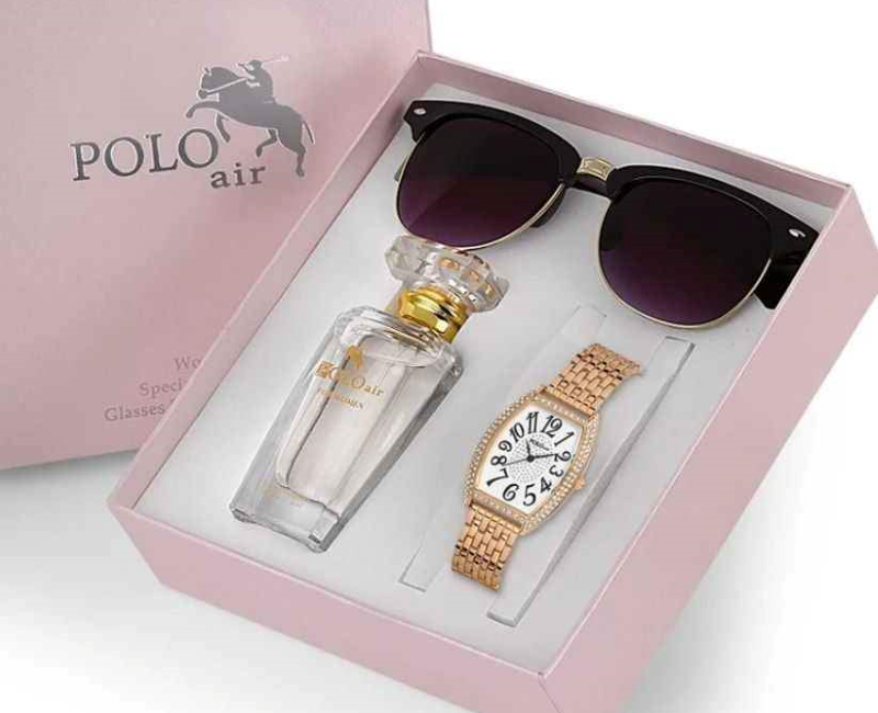 POLO AIR Women's Wristwatch Set 50 ml Perfume and Sunglass Set